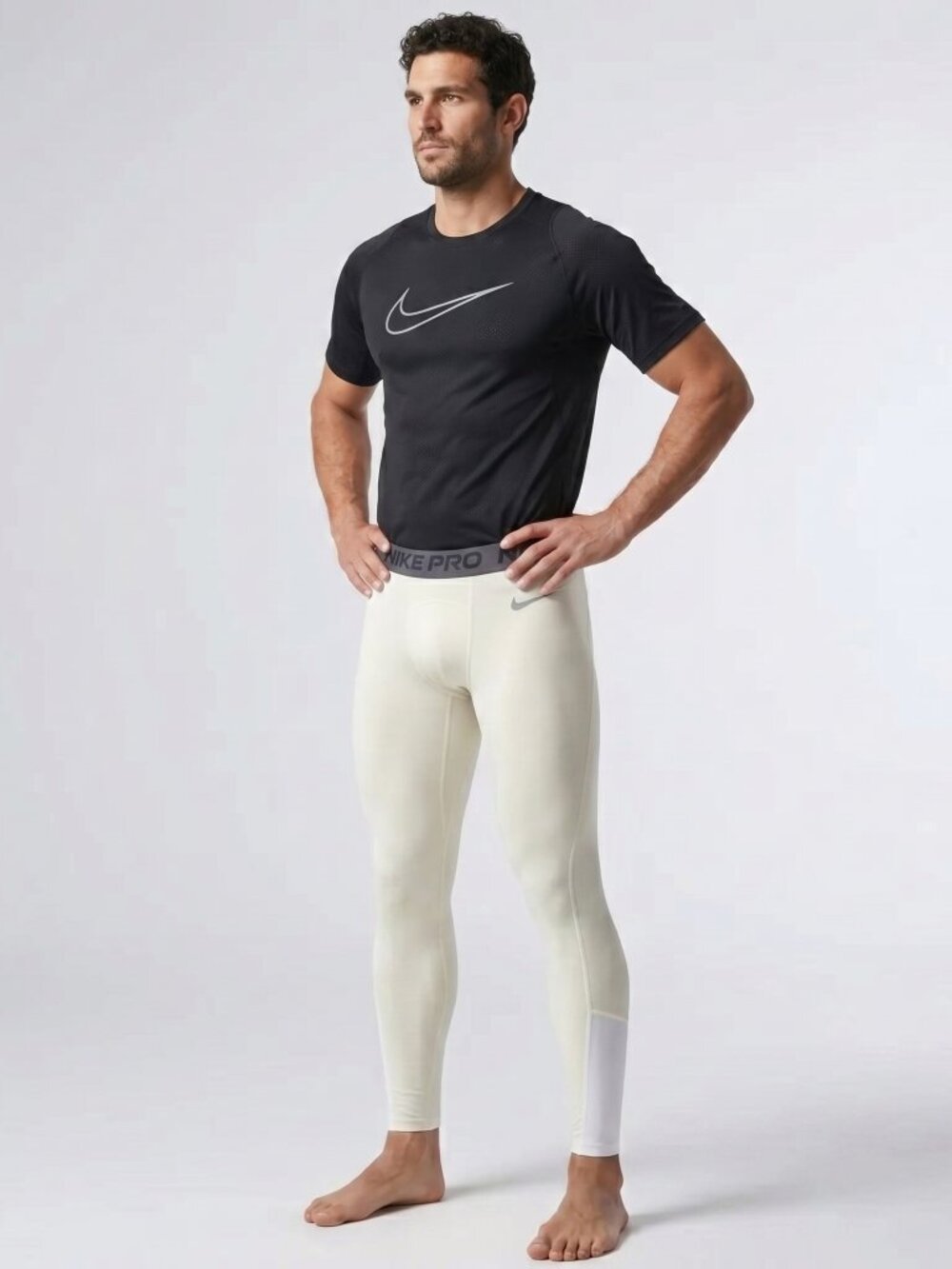 Nike Pro Warm Compression Dri-Fit Athletic Leggings - AT3131-100 - LARGE